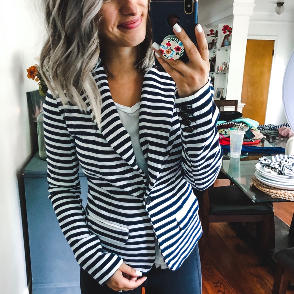Merona Target Navy Striped Blazer XS - Picture 1 of 8